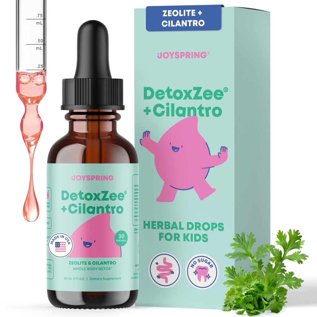 JoySpring DetoxZee Cilantro Drops for Kids - Natural Detox Support with Zeolite & Cilantro Extract - Voorzichtige Whole-Body Cleanse voor kinderen en peuters - Kid-Friendly Liquid Detox, 30 porties