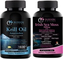 Antarctica Krill Oil 1600mg met Astaxanthine 2mg en Irish Sea Moss Gummies 3000mg met Black Seed Oil en Ashwagandha 2000mg