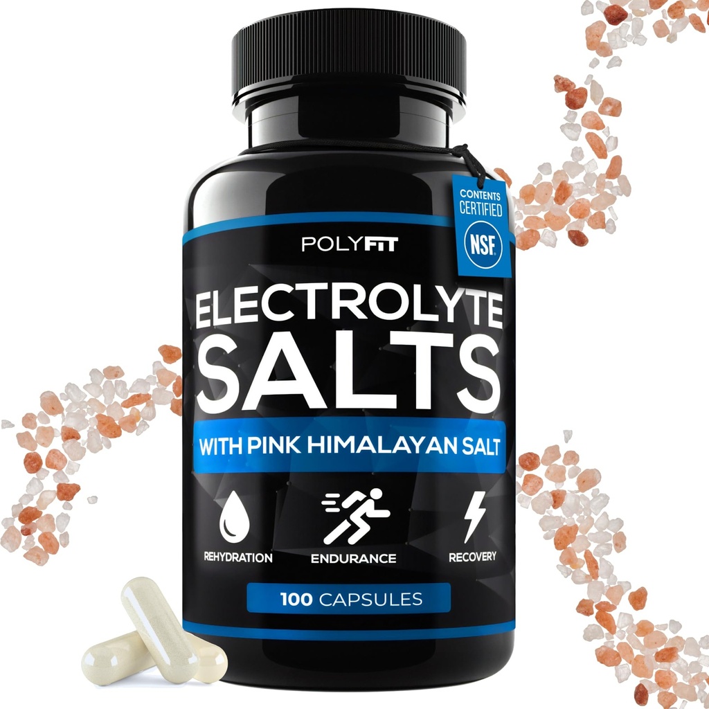 Polyfit Electrolyte Zouten - 100 Zout pillen - Elektrolyten Vervanging Zout Tablets voor Runners - Supplement voor snelle hydratatie, herstel en endurance