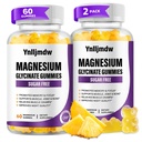 (2 Pack) Magnesium Glycinate Gummies 500mg, high-absorptie Magnesium Supplement met calcium & vitamines, ondersteuning bot, spier, nacht, geheugen & Mood, veganist, non-GMO, 60 Counts, ananas smaak