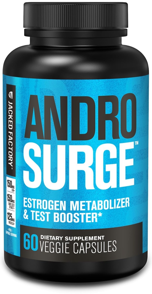 Ge Jacked Factory Androsurge Estrogen Blocker for Men - Natural Testosteron Booster for Men & Estrogen Metabozer with Tongkat Ali, DIM, Long Jack & More - Test Booster & Muscle Builder - 60 Count