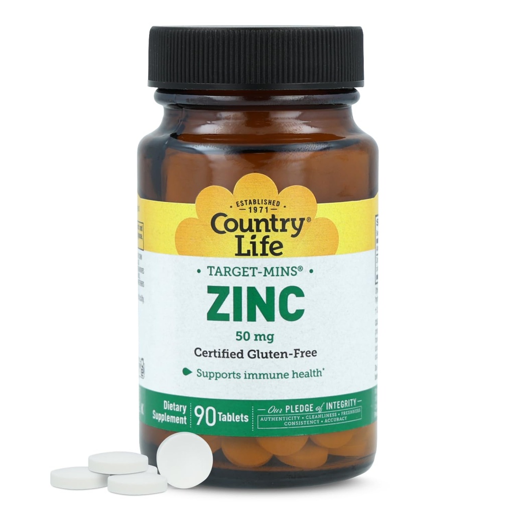 Country Life Target-Mins Zink 50 mg 90 tabletten - Zink Supplementen voor Immune Health - Zink 50mg - Zink Ondersteuning