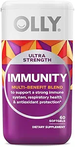 OLLY Ultra Strength Immunity Softgels, Immune en Respiratory Support, Zink, Vitamine C + D, Supplement, 30 dagen levering - 60 Tel.