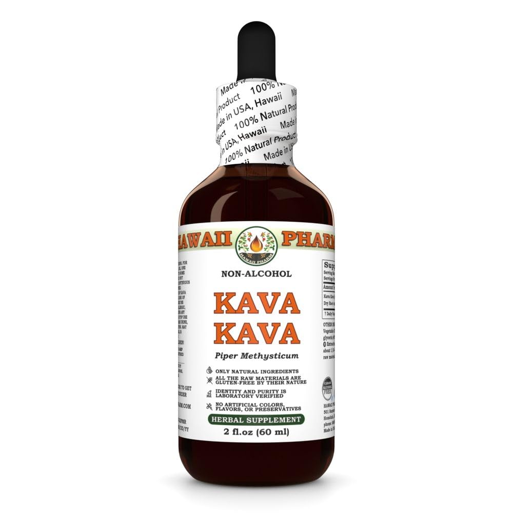 Hawaii Pharm Kava Kava Alcoholvrije Liquid Extract, Kava Kava (Piper Methysticum) Gedroogde Wortel Glyceriet Natuurlijke Kruidensupplement 2 oz