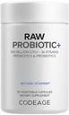 Codeage Raw Probiotic+ Supplement - 34 Probiotic Strains, 100 Miljard CFUs, Raw Whole Food Probiotics, Digestive Enzymes, Raw Fruits & Veggies Prebiotics - Wild Kefir Culture - Non-GMO - 30 Capsules