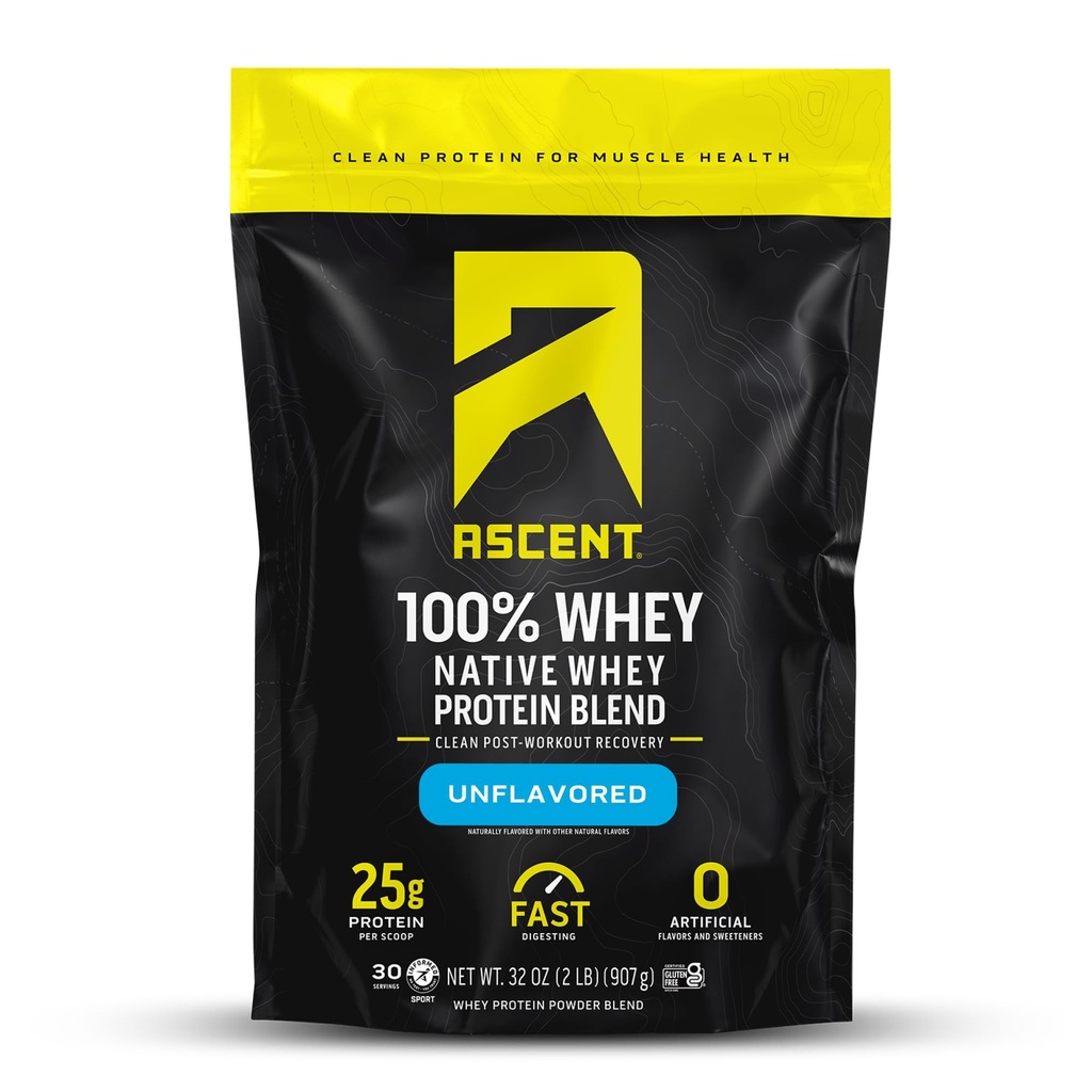 Stijgen 100% Wei Proteïne Poeder - Post workout Wei Proteïne Isolaat, Zero kunstmatige smaken en zoetstoffen, Glutenvrij, 5.5g BCAA, 2.6g Leucine, Unflavored 2 lb