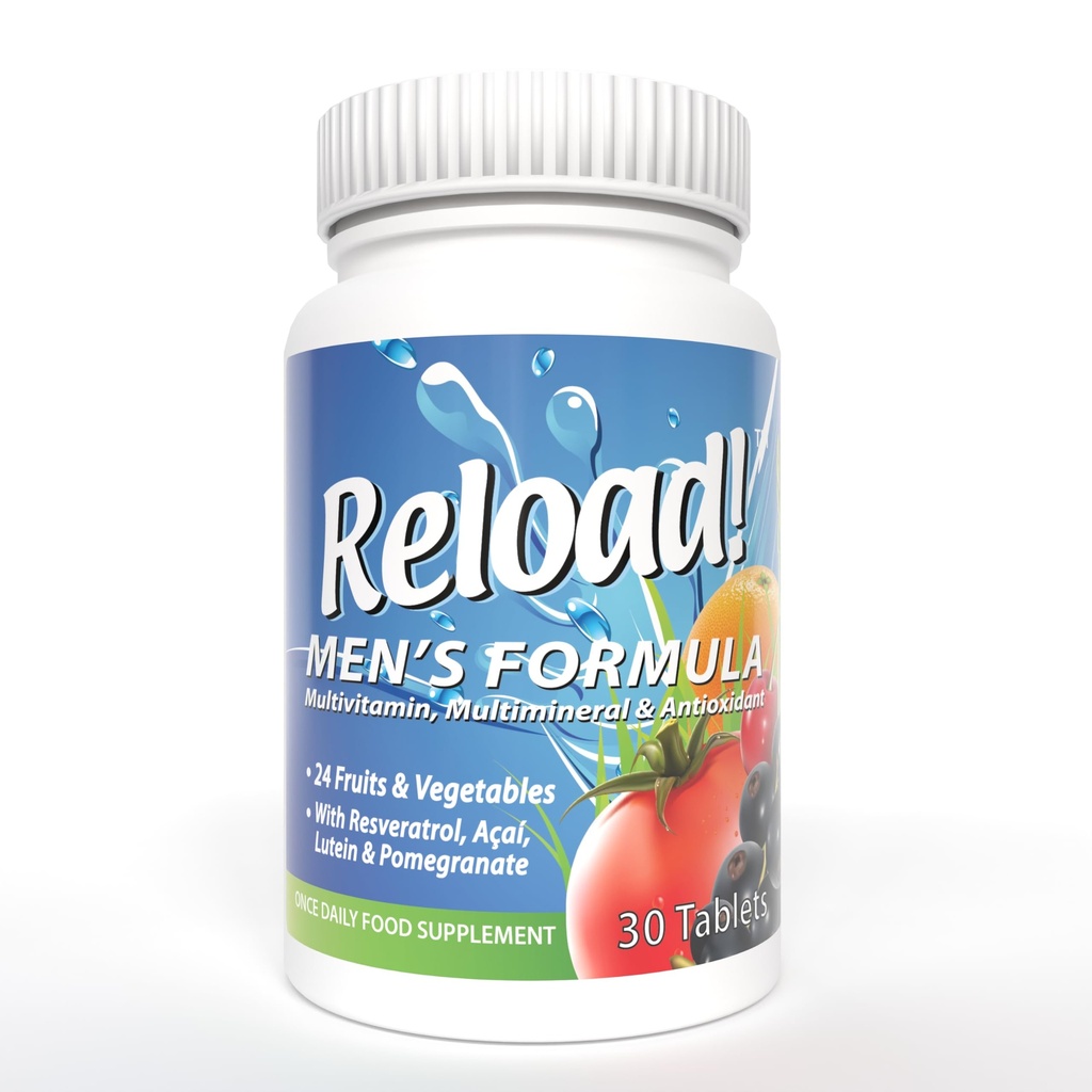 Reload! for Men Once Daily Multivitamin for Men, Vitamins and Minerals with B Vitamins, Vitamin C, Vitamin D3, Zinc, Selenium, Antioxidant Nutrients, Fruit & Vegetable Blends, 30 Tablets