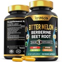 Bitter Melon Capsules - 8in1 Formula - Combineer met Berberine, Beetwortel, Knoflook, Milk Thistle, Apigenin, Papaya Leaf, en Black Pepper - 150 Vegan Capsules voor 5 maanden levering