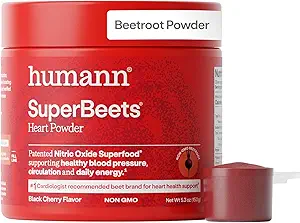 HumanN SuperBeets Beetroot Powder - Nitric Oxide Boost for Blood Pressure, Circulation & Heart Health Support - Non-GMO Superfood Supplement - Original Apple Flavor, 30 Servings