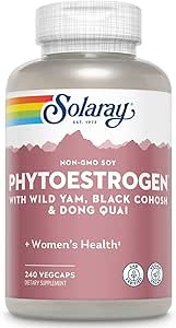 SOLARAY PhytoEstrogeen Menopauze Supplementen met Wild Yam, Black Cohosh en Dong Quai - Phyto Estrogen Pillen voor Perimenopause en Menopauze Ondersteuning, Vegan, 60-dagen garantie, 60 porties, 240 VegCaps