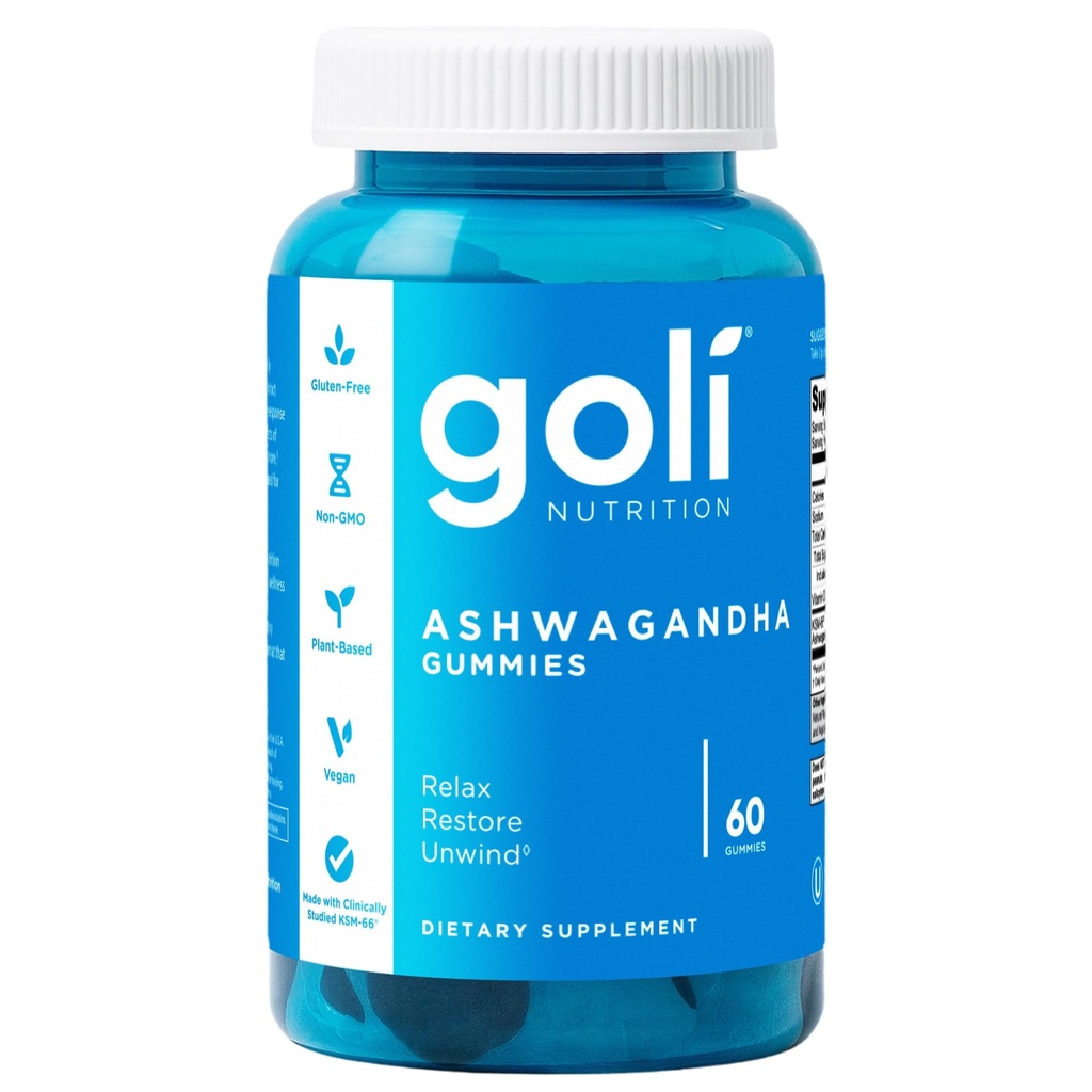 Goli Ashwagandha & Vitamin D Gummy - 60 Graaf - Gemengde Berry, KSM-66, Vegan, Plant Based, Non-GMO, Glutenvrije & Gelatine Vrij Ontspannen. Herstellen. Ontspannen, verpakking van 1