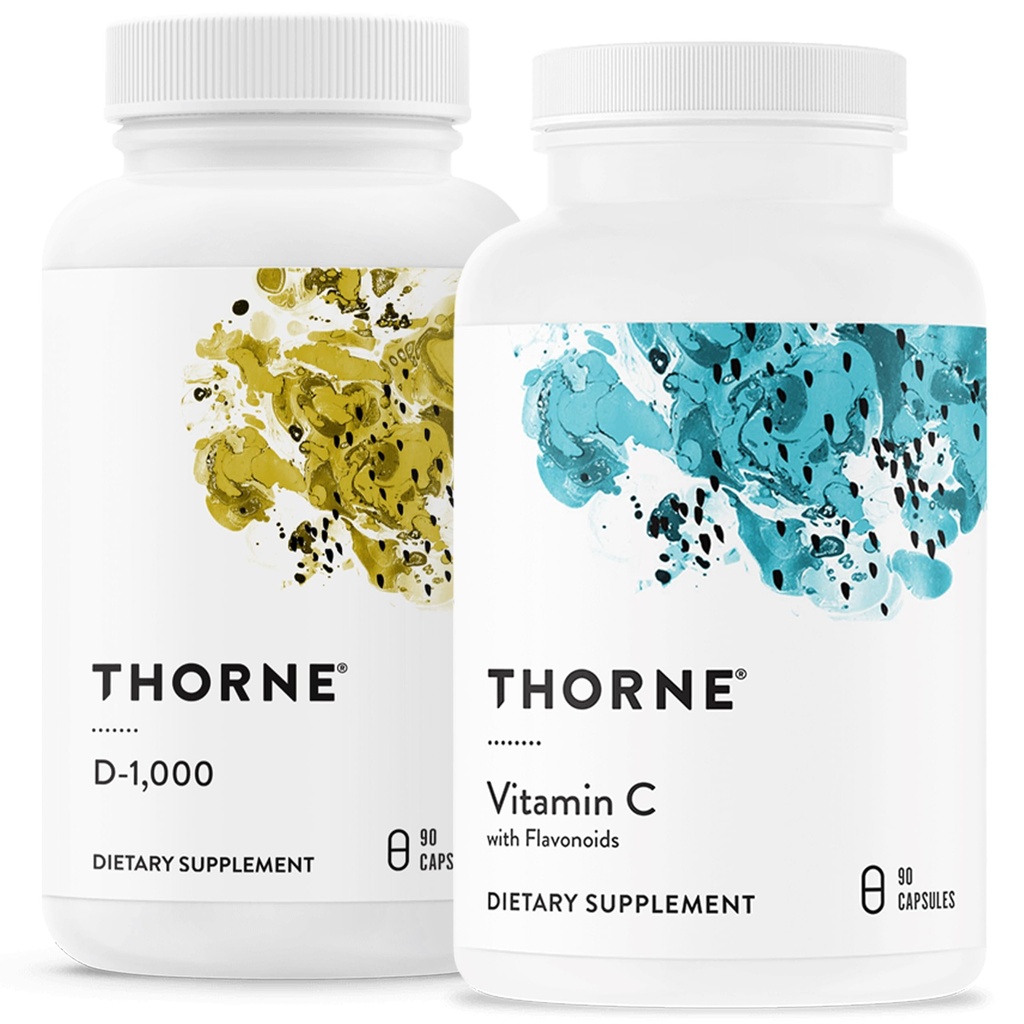 THORNE - Immune Support Combo - Vitamine D3 & Vitamine C Blend voor gezonde immuunfunctie - 30 tot 90 porties