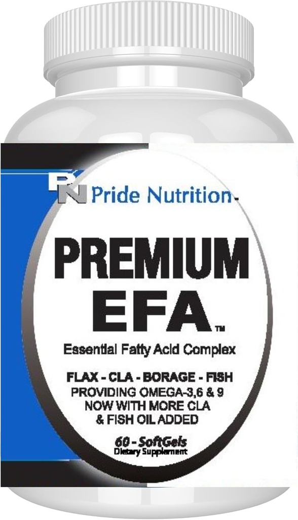 Pride Nutrition Premium EFA Omega 3-6-9 Supplement voor mannen en vrouwen 5 in 1 - EPA, DHA, GLA, ALA & CLA essentiële vetzuren met visolie - Softgel Pillen