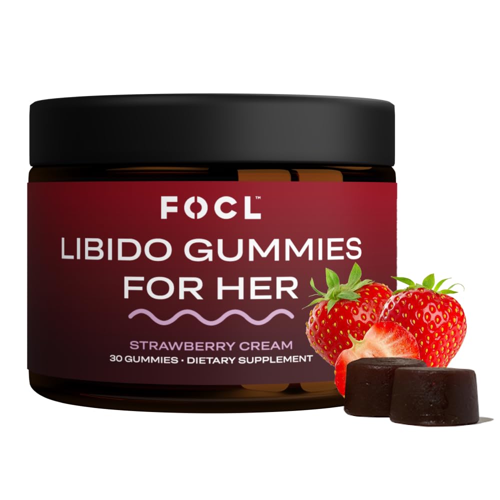 FOCL Vrouwelijke Libido Booster voor vrouwen - Boost Desire, Arousal, Energy, helpt het bevorderen van hormoonbalans - Geile geitenkruid, Fenegriek & Green Tea (30 Gummies Aardbei Cream)