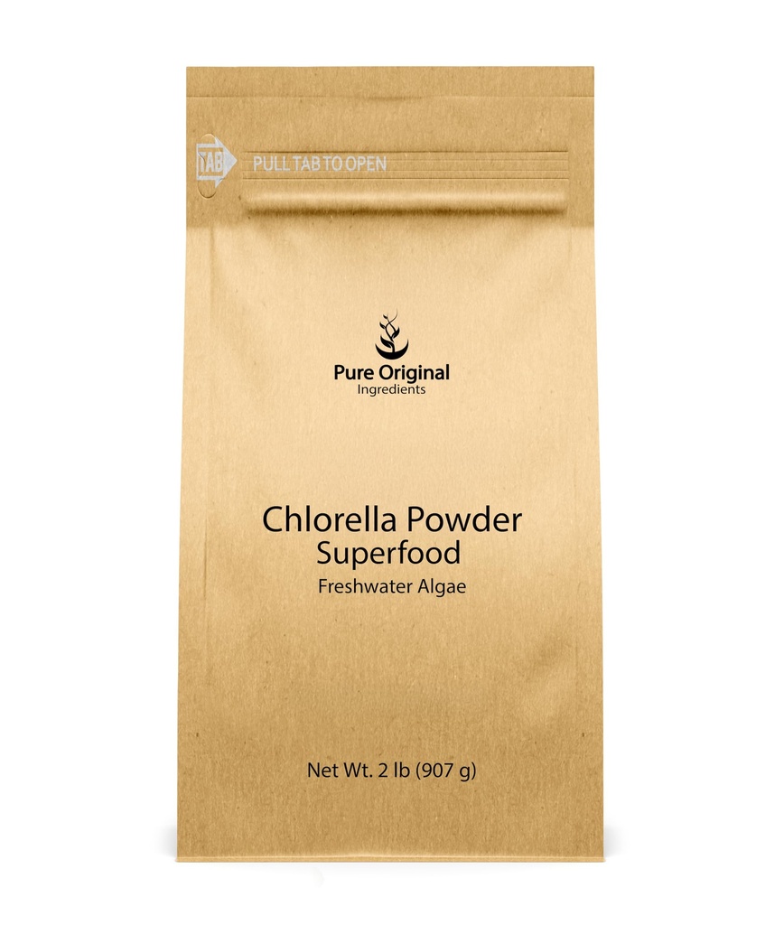 PURE ORIGINEEL INGREDIËNTEN Chlorella Poeder (2 lb) Superfood, Zoetwater Algen, Natuurlijk