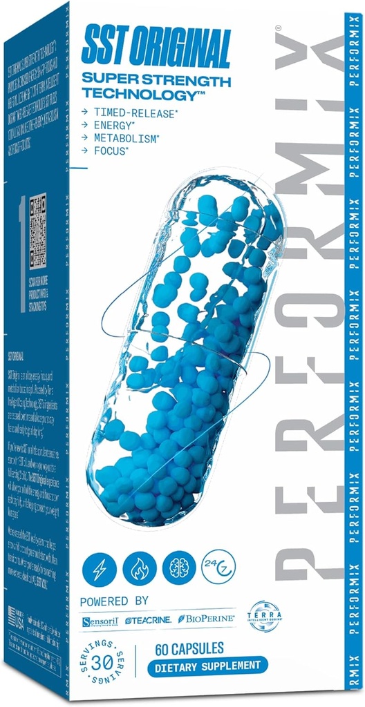 PERFORMIX - SST Original - Pre-workout - 250 mg cafeïne - Energiesupplementen - Geen crash - Fitnessdoelen - Nootrope - Tijdgebonden afgifte voor de hele dag Focus, Mood & Energy Boost - Mannen & vrouwen - 60 capsules