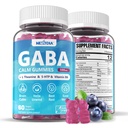 GABA Gummies 500 mg - Sugar-Free Calm Gummies met L Theanine, 5-HTP, Vitaminen D3, B12, Ashwagandha, Melatonine-Free voor Brain Calm, Mood, Zzz Better, GABA supplement voor volwassene, Blueberry Flavor, 1Pack