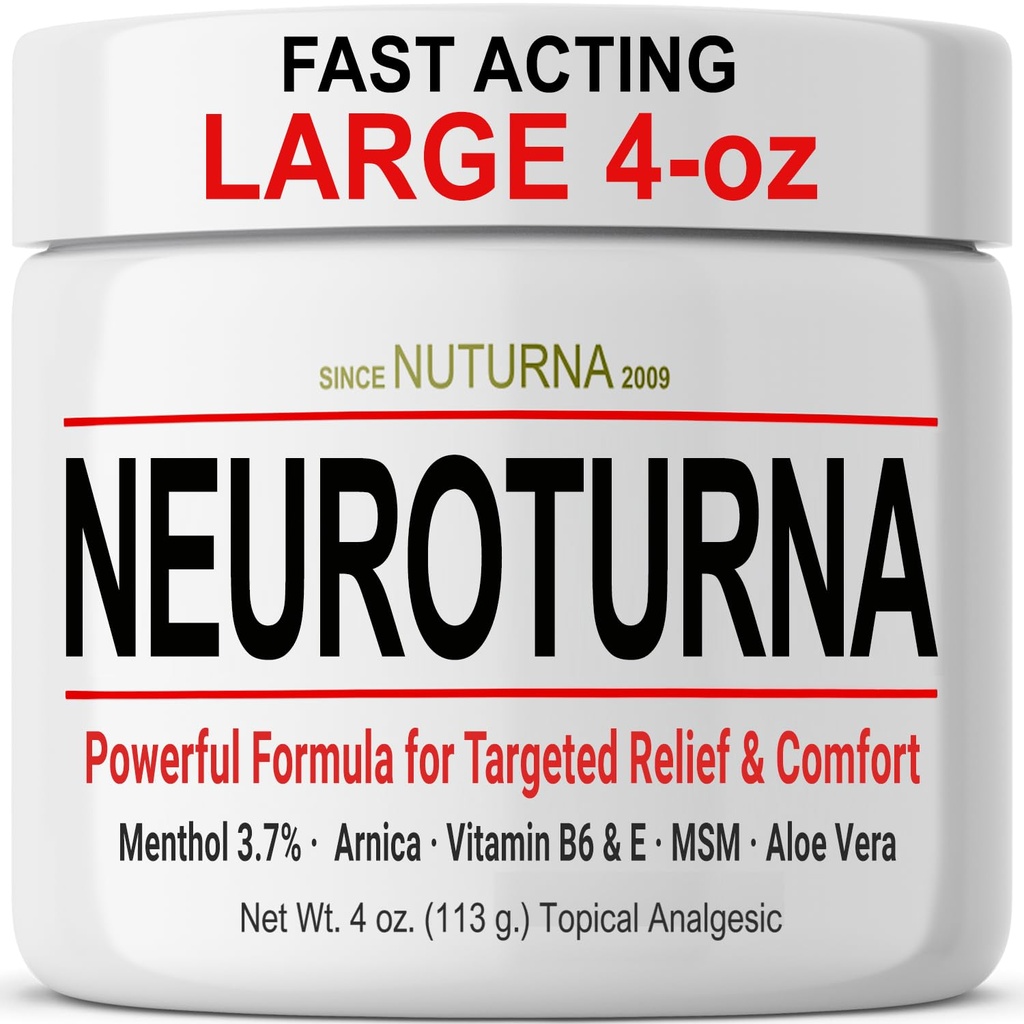 Neuropathie Nerve Relief Cream - Fast Acting Max Relief voor Voeten Handen Benen Tenen Terug - Ultra kracht Menthol Arnica Aloë Vera MSM, Verzachten Natuurlijke Nerve Comfort Relief, Paraben-Free 4 Oz