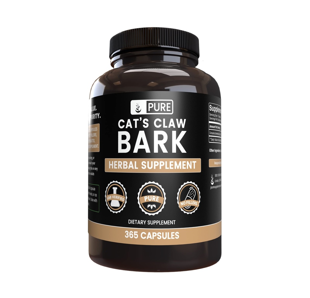 Pure originele ingrediënten Cat's Claw Bark (365 capsules) Geen Magnesium of rijstvullers, altijd zuiver, lab geverifieerd