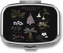 Metalen 2 Compartiment Pillen Organisator Travel Vriendelijk Portable Compact Pill Box Cute Pill Case vast te houden Vitaminen, Vissen Olie, Complementen, Meds, Tafel voor Portemonnee, Zak. (Poisonous Plants)