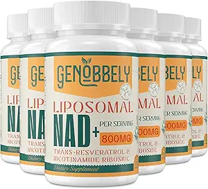 800 mg Liposomal NAD+ Supplement with Nicotinamide Riboside 200 mg, Trans-Resveratrol 100 mg - True NAD Supplement for DNA Repair, Healthy Aging, Brain Function - 360-Day Supply