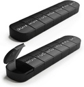 Grote Weekly Pill Organizer, 2-Pack 7 dagen pil Box met gedegraveerde etiketten, Fade Resistant, BPA-Free Translucent Lids (Zwart & Black)