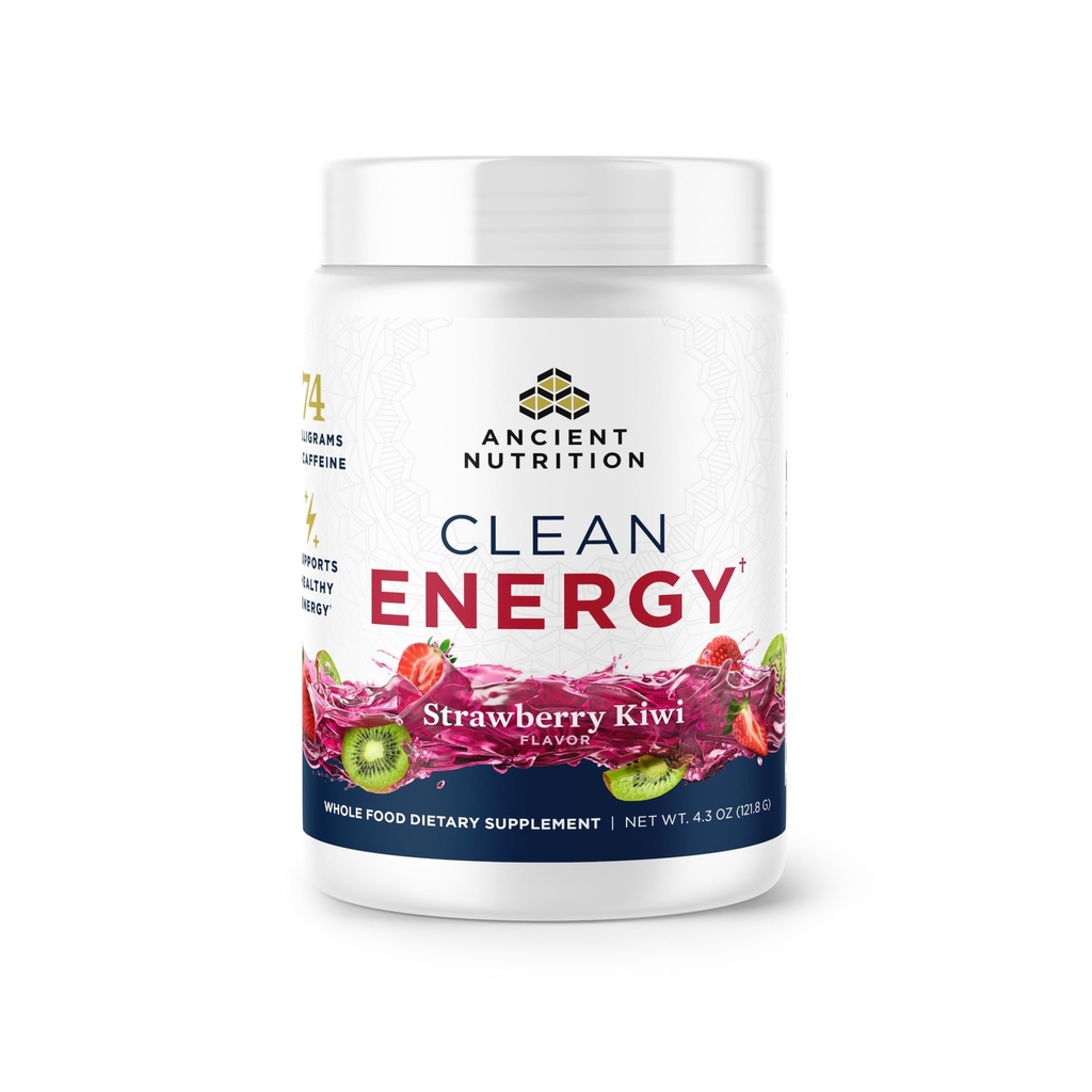 Oude voeding Clean Energy Powder, Aardbei Kiwi, ondersteunt gezonde energie en cognitieve gezondheid, bevordert geestelijke alertheid en focus, 30 porties