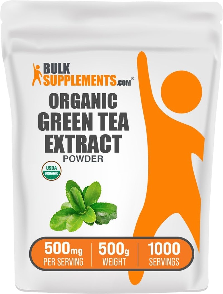 BulkSupplements.com Organic Green Tea Extract Powder - Organic Green Tea Powder, Polyfenols Supplement - Vegan & Glutenvrij, 500mg per portie, 500g (1.1 lbs) (verpakking van 1)