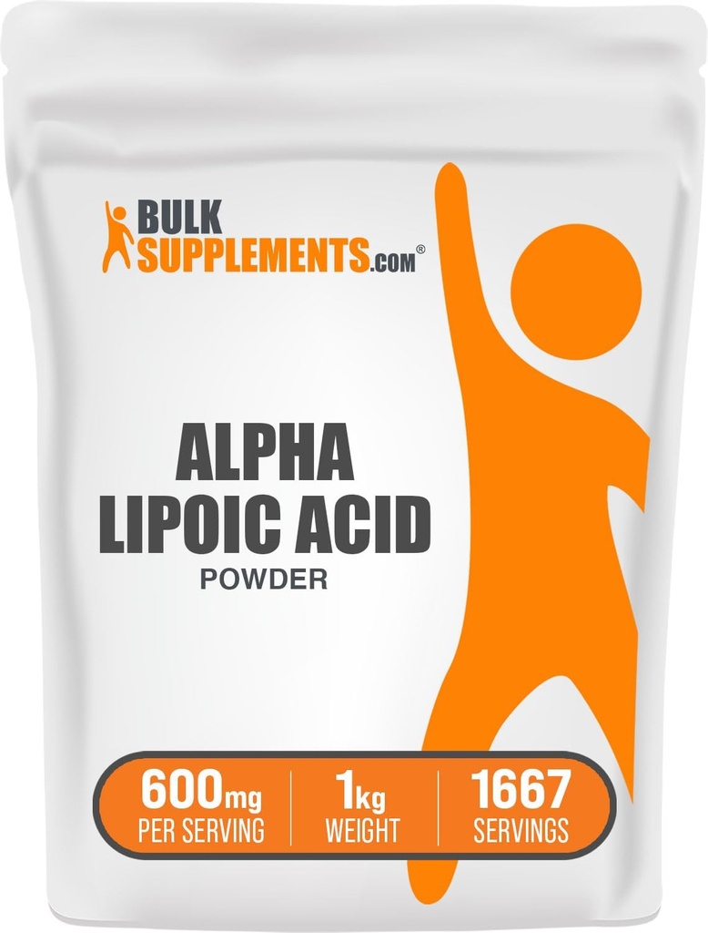 BulkSupplements.com Alpha Lipoic Acid Powder - ALA Supplement, Alpha Lipoic Acid 600mg - ALA Powder, Gluten Free - 600mg of Alpha-Lipoic Acid per Serving, 5kg (11 lbs) (Pack of 5)
