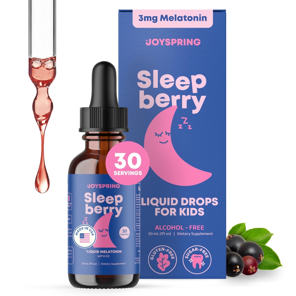 SleepBerry Liquid Melatonine voor kinderen - natuurlijke slaaphulp met vlierbessen en vitamine D - verhoogt het immuunsysteem terwijl ze slapen (1 Fl oz)