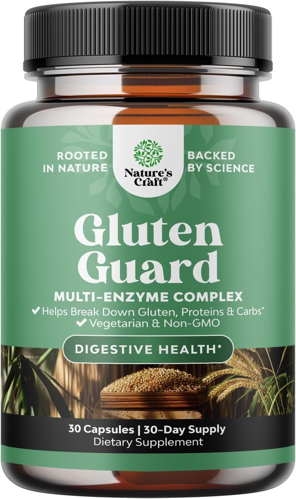 Snelwerkende Glutenverteringsenzymen voor onverdraagzaamheid - Glutenverteringsenzymen voor vrouwen en mannen voor debloat met DPP IV Blend Plus Lipase Amylase Bromelaine voor Gut Health & Digestie Ondersteuning - 30 Ct