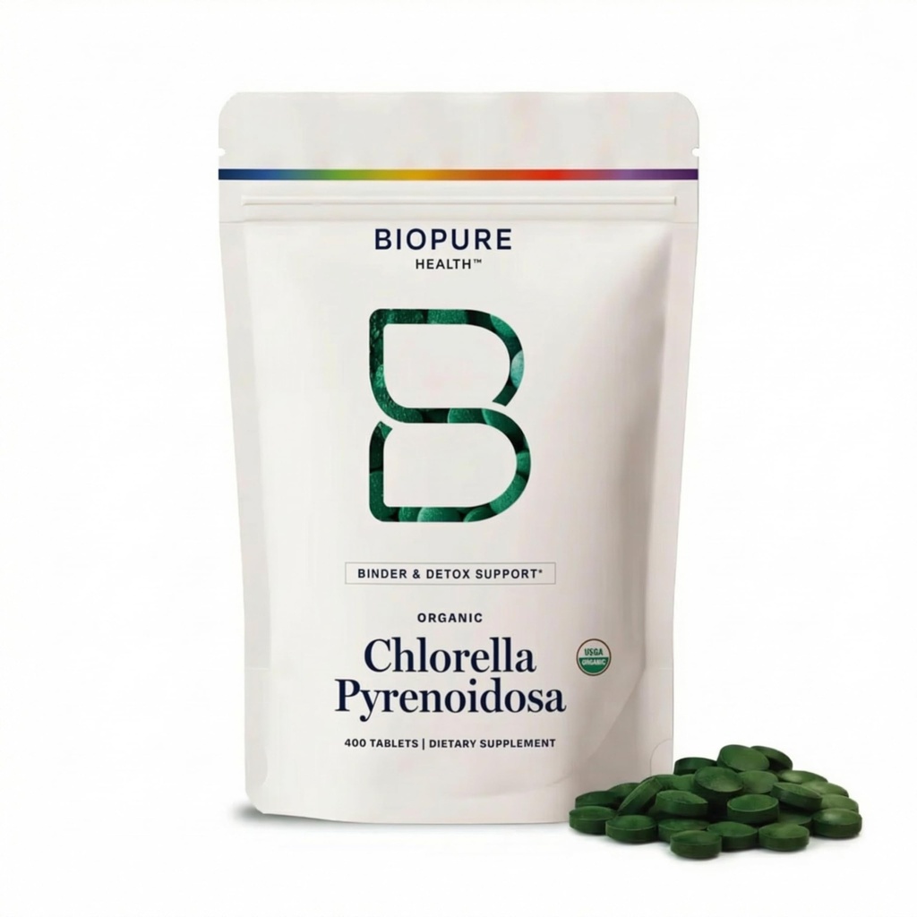 BioPure Chlorella Pyrenoidosa 100% Biologische, Gebarsten Cell Wall, Nutraceutical Superfood Verpakt met eiwitten, vitamines, mineralen en aminozuren die het metabolisme, detox & Immuniteit . 400 tabletten ondersteunt
