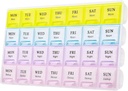 Grote Wekelijkse Pillen Organisator 4 keer Een Dag, Vocht-Proof 7 Dag pil Box, Reis pil koffers Portable voor pillen Vitamine Visolie Supplementen(Geel)