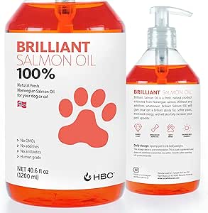 Briljante Zalmolie voor honden, katten en puppies Omega 3 Visolie Liquid Supplement met DHA, EPA vetzuren Ondersteunt huid en jas, immuunsysteem en gezamenlijke functie Hofseth BioCare (10oz)