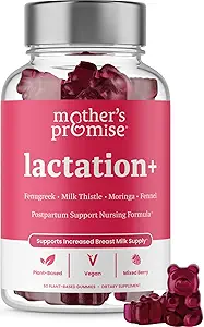 Moeder's belofte Borstvoeding Supplement Gummy's voor de productie van moedermelk Verhoogen van de Borstvoeding Ondersteuning voor Borstvoeding, Verpleegkunde & Borstvoeding met Fenegriek, Moringa & Milk Thistle Vegan