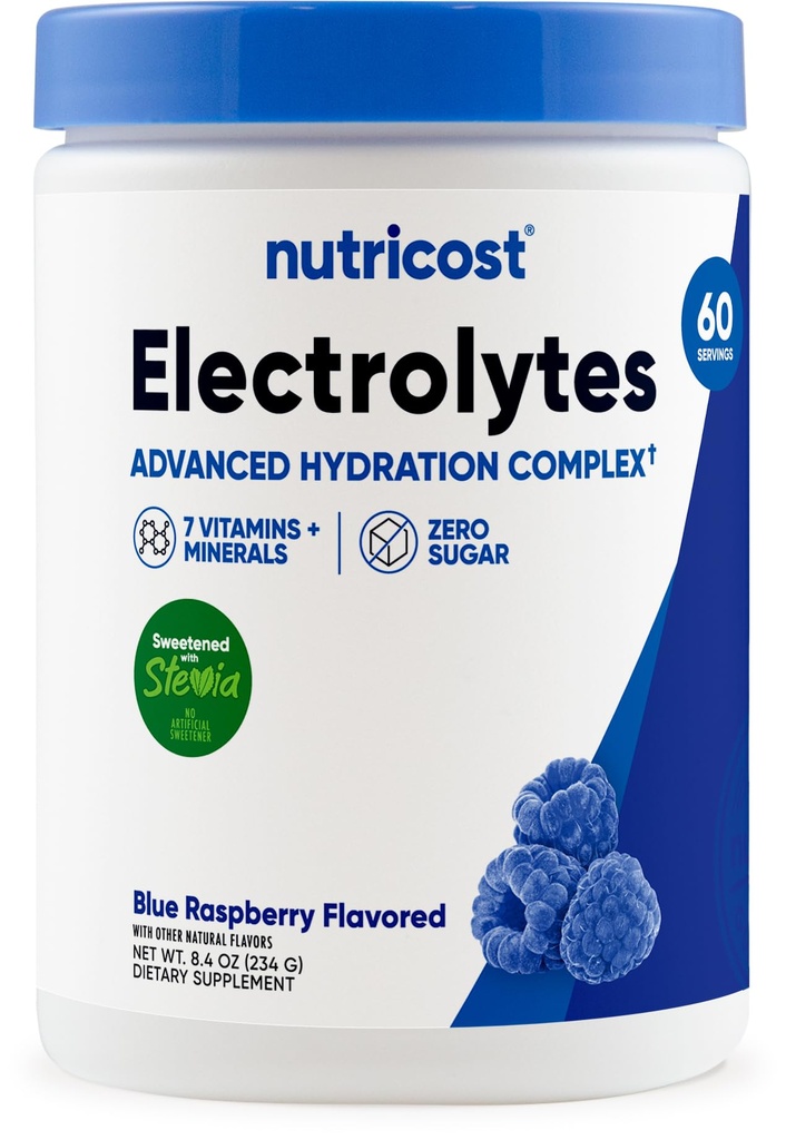 Nutricost Electrolyte Complex Powder (60 porties, Blue Raspberry) - Hydration Supplement Drink Mix met vitamines en mineralen