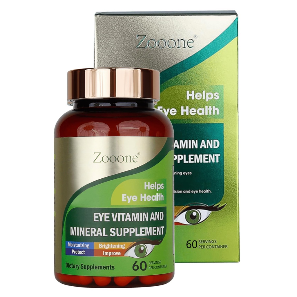 zooone- 60pcs Lutein Eye Vitamins Supplement Nutritional Supplement for Macular Health & Dry Eye Support, Contains Lutein, Zinc, Vitamins C/E & Zeaxanthin