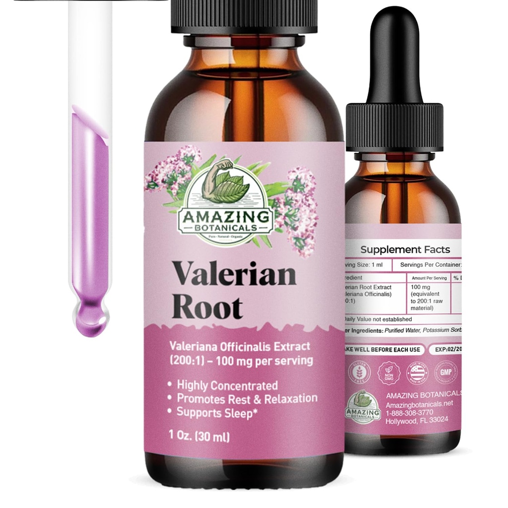 Valeriaan worteldruppels voor slaap - biologische Valeriaan wortel tinctuur Extract 3000mg - voor ontspanning en rust - 1 FL OZ, 30 porties