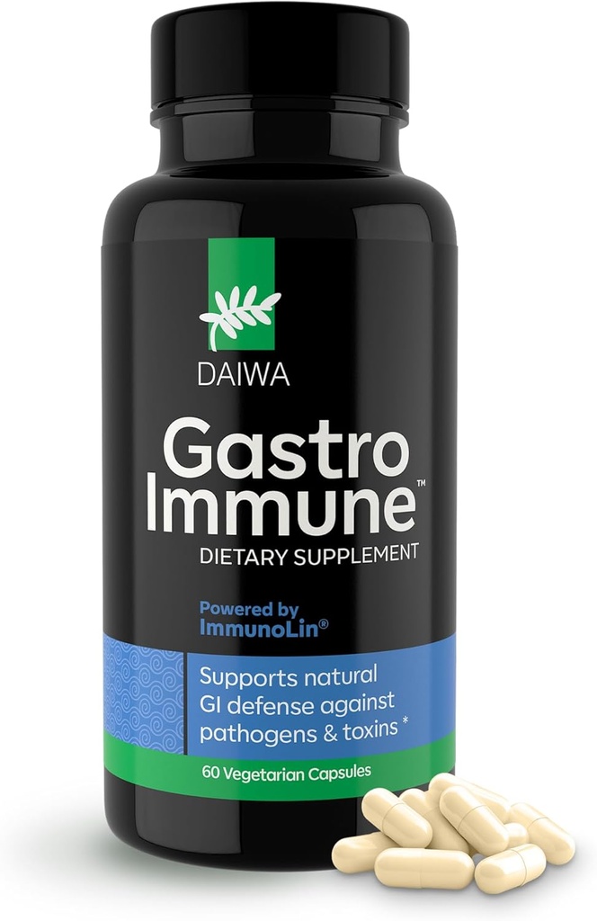 Daiwa GastroImmune - Gut Health and Immunity Supplement - Non-GMO, proteïne-gebaseerde formule voor spijsvertering Wellness 60 capsules