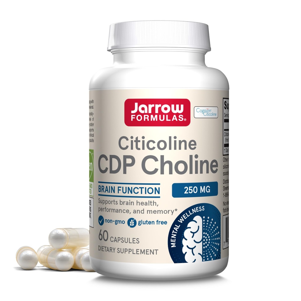 Jarrow Formulas - CDP Choline Capsules - 250 mg - 60 telling - Citicoline CDP Choline Supplement - For Memory & Brain Health Supports Fosfatidylcholine Synthesis - Non-GMO - Glutenvrij
