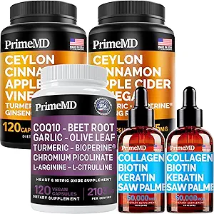 Liquid Collageen Biotin (2pk), Ceylon Cinnamon (2pk), en Nitric Oxide (1pk) Supplement Bundle - Krachtige vitamines voor haar, huid, nagels, hart, stofwisseling, & Lipiden ondersteuning - Non-GMO, Vegan, Glutenvrije