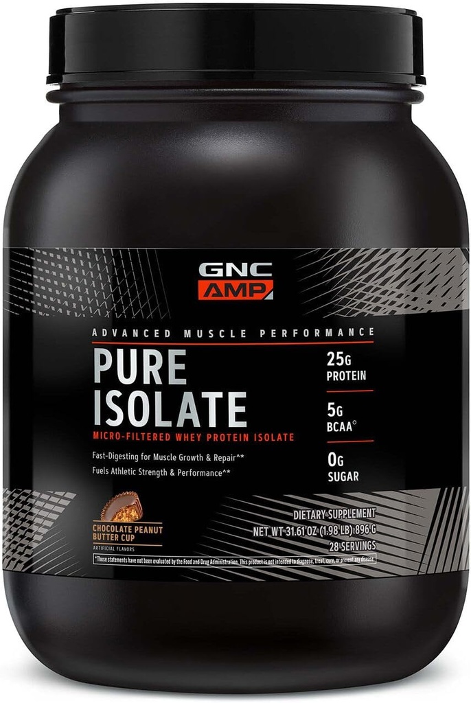 GNC AMP Pure Isolaat Wei Proteïne - Chocolade Pindakaas Cup (28 Servers)