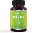 Zentastische vitamine D3 K2, 5000IU & 200mcg, vitamine D & gepatenteerde MK7 & MK4 voor 3-in-1 complexe ondersteuning - vegetarisch, niet-GMO, 90 caps