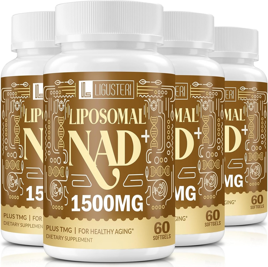 1500 MG Liposomal NAD+, 98% + Absorptie, NAD+ Supplement voor vrouwen en mannen met TMG, voor Veroudering Verdediging, Cellular Energy, Hart & Hersenfunctie, Levensduur, 240 Softgels