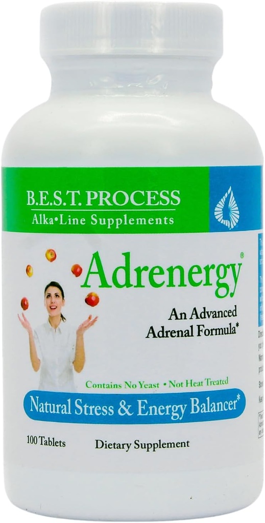 Adrenergy (3 Pack) Best Process Alkaline — Natural Adrenal Support with Adrenal Gland Extract, Adaptogens, Vitamins & Minerals