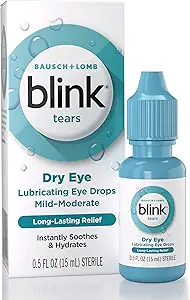 BLINK Tears Smeert oogdruppels, vochtinbrengende en verzachtende voor milde tot matige droge ogen, met Hyaluronaat, vermindert ongemak, langdurige hydratatie, kalmeren en vochtinbrengen, 0,5 Fl Oz