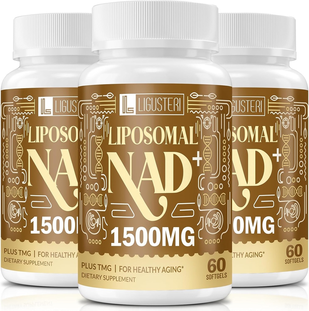 1500 MG Liposomal NAD+, 98% + Absorptie, NAD+ Supplement voor vrouwen en mannen met TMG, voor Veroudering Verdediging, Cellular Energy, Hart & Hersenfunctie, Levensduur, 180 Softgels
