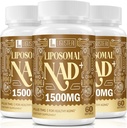 1500 MG Liposomal NAD+, 98% + Absorptie, NAD+ Supplement voor vrouwen en mannen met TMG, voor Veroudering Verdediging, Cellular Energy, Hart & Hersenfunctie, Levensduur, 180 Softgels