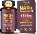 NAD-supplement, liposomaal NAD+ Supplement met Resveratrol, NAD Resveratrol Supplement - Boost NAD+ voor Veroudering Verdediging, Energie, Focus - Ultra Antioxidant Capsules,91