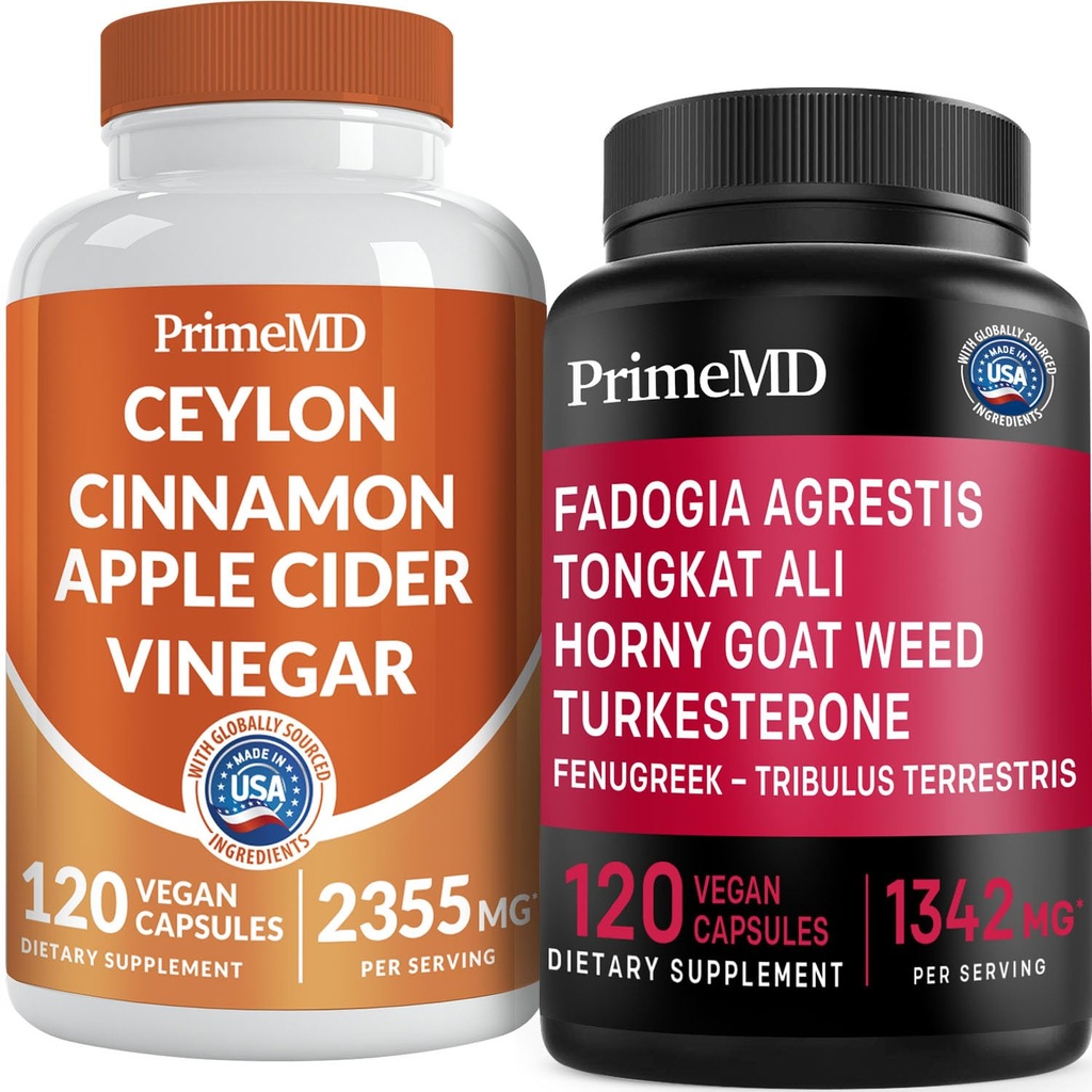 Ceylon Cinnamon (1pk) en Fadogia Tongkat Ali (1pk) Supplement Bundel - Krachtige vitamines voor hart, energie, spieren, testosteron, & Immune Support - Non-GMO, Veganistisch, Glutenvrij
